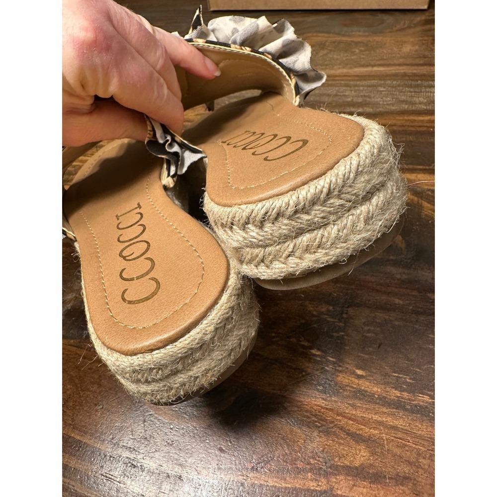 CCOCCI Women's Leopard Ruffle Platform Espadrille Slide Sandals Size 7 - Picture 4 of 9